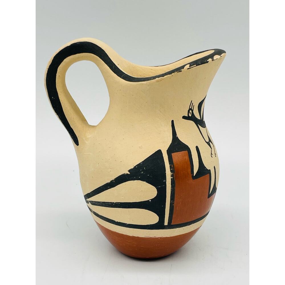 Traditional Zia Pueblo Polychrome Pottery Mini-Pitcher by Robert Pino